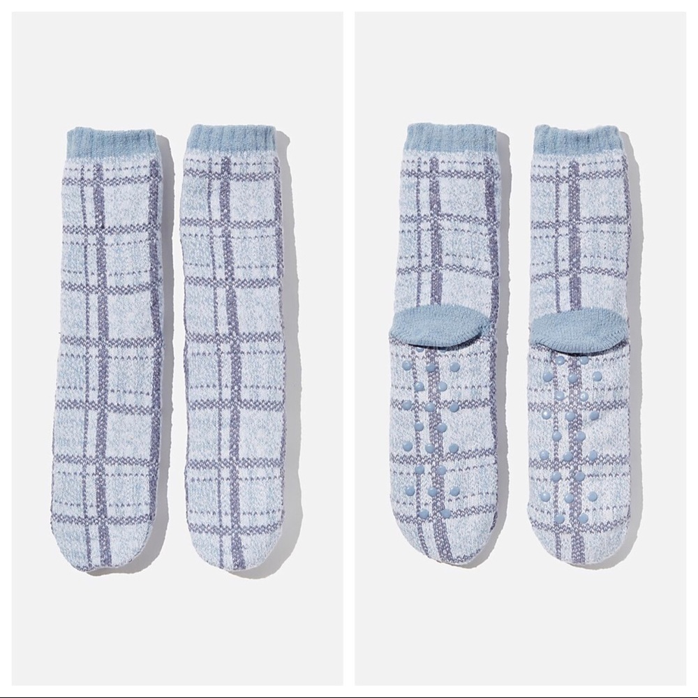 NEW Rubi by Cotton On Coc Loungin Round Sock norway check sunfaded denim